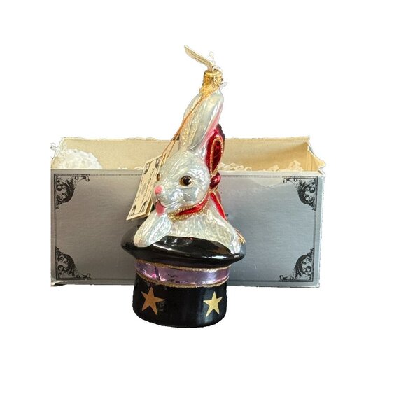 Vintage Kurt Adler Polonaise Magicians Rabbit Blown Glass Ornament 7" Poland
